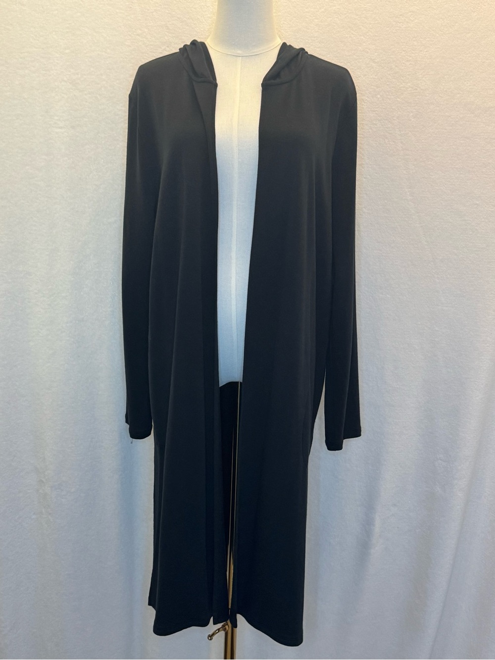 Pure J Jill Luxe Tencel Black Hoodie Cardigan 
Athleisure Casual Layering Staple